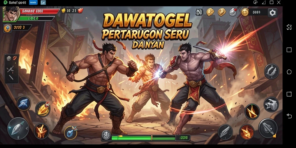 Tangkapan layar menunjukkan aksi pertarungan seru dalam DAWATOGEL.