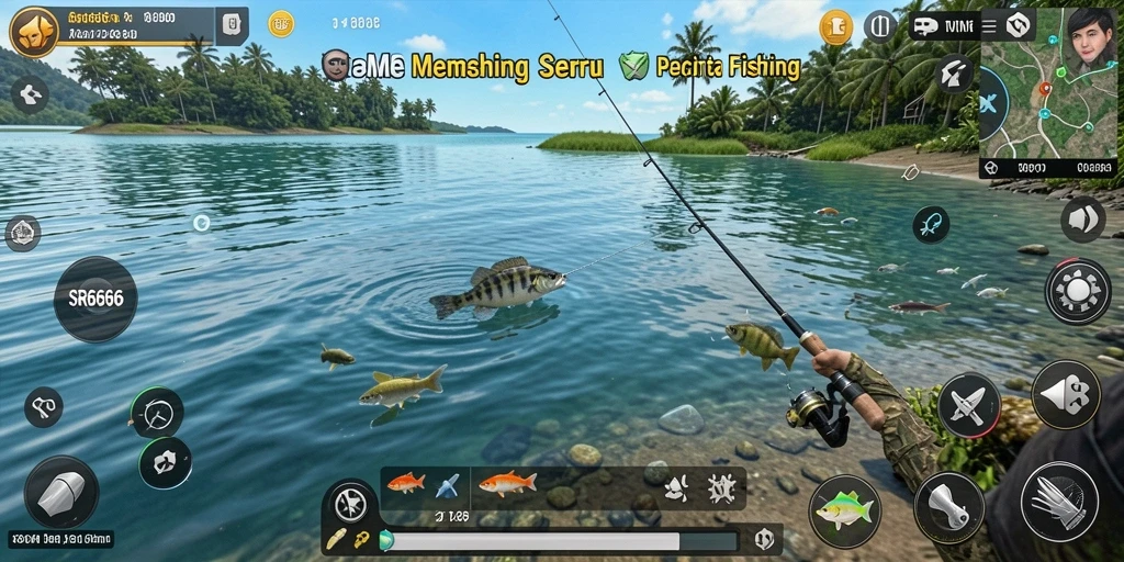 Screenshot menunjukkan pemain menangkap ikan terbesar di dalam game Fishing SR6666.