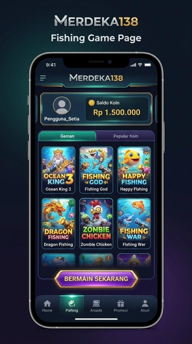 Tampilan antarmuka pengguna aplikasi merdeka138.